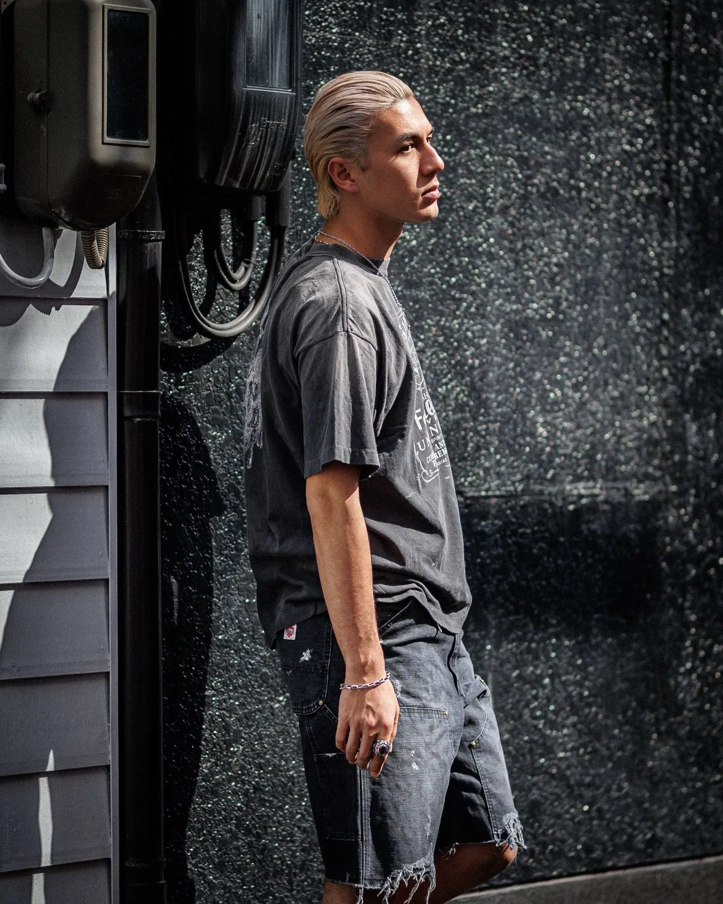 SAINT Mxxxxxx × NEIGHBORHOOD STHD . SS TEE FEARLESS/BLK NBHD Takizawa Shinsuke co-branded whiskey label/love skull angel distressed short sleeves washed black S-XL tube weave without side seam fabric ready-made Assute dyeing custom-woven NBHD co-branded main mark washed mark truly correct version top-level printing process restoration distressed treatment